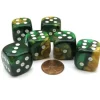 Dice>Gemini 20mm Big D6 Chessex Dice, 6 Pieces - Gold-Green with White Pips - Your Source for Gaming Essentials