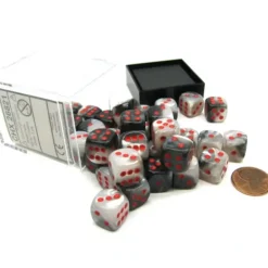 Dice>Gemini 12mm D6 Chessex Dice Block (36 Dice) - Black-White with Red Pips - Your Source for Gaming Essentials