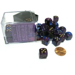 Dice>Gemini 12mm D6 Chessex Dice Block (36 Dice) - Blue-Purple with Gold Pips - Your Source for Gaming Essentials