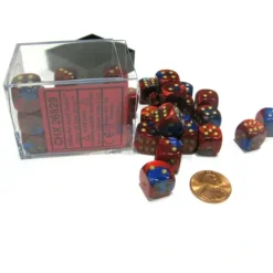 Dice>Gemini 12mm D6 Chessex Dice Block (36 Dice) - Blue-Red with Gold Pips - Your Source for Gaming Essentials