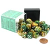 Dice>Gemini 12mm D6 Chessex Dice Block (36 Dice) - Gold-Green with White Pips - Your Source for Gaming Essentials