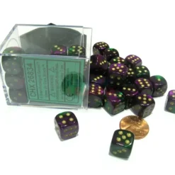 Dice>Gemini 12mm D6 Chessex Dice Block (36 Dice) - Green-Purple with Gold Pips - Your Source for Gaming Essentials