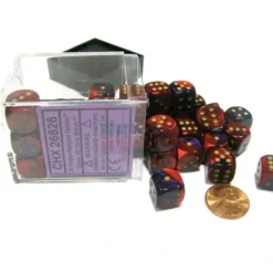 Dice>Gemini 12mm D6 Chessex Dice Block (36 Dice) - Purple-Red with Gold Pips - Your Source for Gaming Essentials