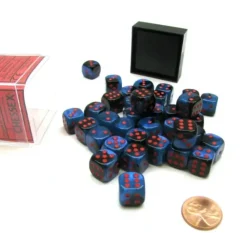 Dice>Gemini 12mm D6 Chessex Dice Block (36 Die) - Black-Starlight with Red Pips - Your Source for Gaming Essentials
