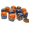 Dice>Gemini 16mm D6 Chessex Dice Block (12 Dice) - Blue-Orange with White Pips - Your Source for Gaming Essentials