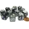 Dice>Gemini 16mm D6 Chessex Dice Block (12 Dice) - Purple-Steel with White Pips - Your Source for Gaming Essentials