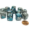 Dice>Gemini 16mm D6 Chessex Dice Block (12 Dice) - Steel-Teal with White Pips - Your Source for Gaming Essentials