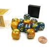 Dice>Gemini 16mm D6 Chessex Dice Block (12 Die) - Masquerade-Yellow with White Pips - Your Source for Gaming Essentials