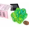 Dice>Gemini 16mm D6 Dice Block (12 Dice) - Translucent Green-Teal with Yellow Numbers - Your Source for Gaming Essentials