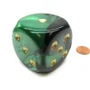 Dice>Gemini 50mm Huge Large D6 Chessex Dice, 1 Piece - Black-Green with Gold Pips - Your Source for Gaming Essentials