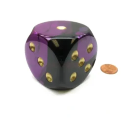 Dice>Gemini 50mm Huge Large D6 Chessex Dice, 1 Piece - Black-Purple with Gold Pips - Your Source for Gaming Essentials