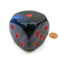 Dice>Gemini 50mm Huge Large D6 Chessex Dice, 1 Piece - Black-Starlight with Red Pips - Your Source for Gaming Essentials