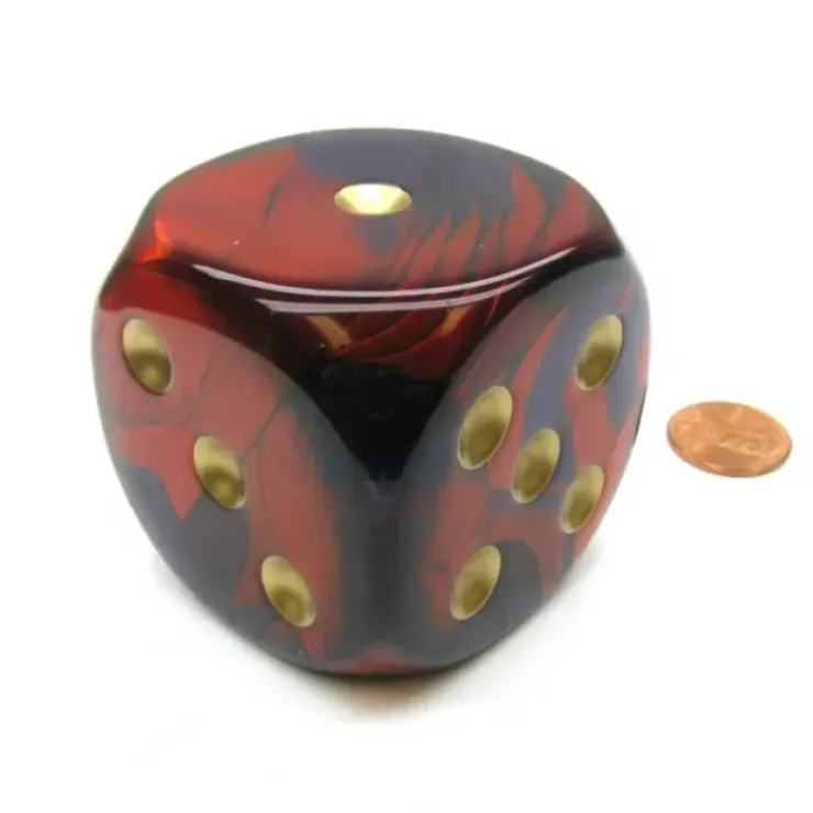 Dice>Gemini 50mm Huge Large D6 Chessex Dice, 1 Piece - Purple-Red with Gold Pips - Your Source for Gaming Essentials