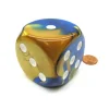 Dice>Gemini 50mm Huge Large D6 Chessex Dice, 1 Piece - Blue-Gold with White Pips - Your Source for Gaming Essentials