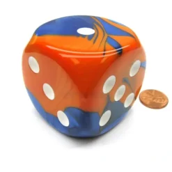 Dice>Gemini 50mm Huge Large D6 Chessex Dice, 1 Piece - Blue-Orange with White Pips - Your Source for Gaming Essentials