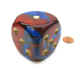 Dice>Gemini 50mm Huge Large D6 Chessex Dice, 1 Piece - Blue-Red with Gold Pips - Your Source for Gaming Essentials
