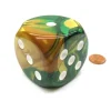 Dice>Gemini 50mm Huge Large D6 Chessex Dice, 1 Piece - Gold-Green with White Pips - Your Source for Gaming Essentials