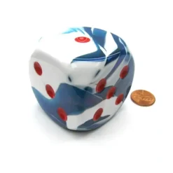 Dice>Gemini 50mm Huge Large D6 Chessex Dice, 1 Piece - Astral Blue-White with Red Pip - Your Source for Gaming Essentials