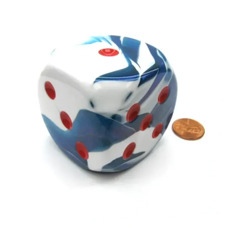 Dice>Gemini 50mm Huge Large D6 Chessex Dice, 1 Piece - Astral Blue-White with Red Pip - Your Source for Gaming Essentials