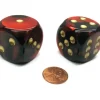 Dice>Gemini 30mm Large D6 Chessex Dice, 2 Pieces - Black-Red with Gold Pips - Your Source for Gaming Essentials
