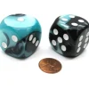 Dice>Gemini 30mm Large D6 Chessex Dice, 2 Pieces - Black-Shell with White Pips - Your Source for Gaming Essentials