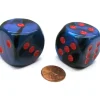 Dice>Gemini 30mm Large D6 Chessex Dice, 2 Pieces - Black-Starlight with Red Pips - Your Source for Gaming Essentials