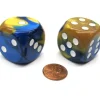 Dice>Gemini 30mm Large D6 Chessex Dice, 2 Pieces - Blue-Gold with White Pips - Your Source for Gaming Essentials