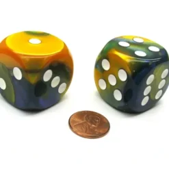Dice>Gemini 30mm Large D6 Chessex Dice, 2 Pieces - Masquerade with White Pips - Your Source for Gaming Essentials