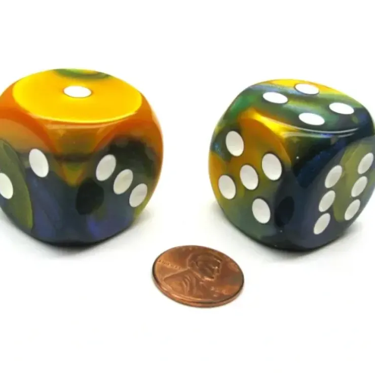 Dice>Gemini 30mm Large D6 Chessex Dice, 2 Pieces - Masquerade with White Pips - Your Source for Gaming Essentials