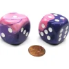 Dice>Gemini 30mm Large D6 Chessex Dice, 2 Pieces - Pink-Purple with White Pips - Your Source for Gaming Essentials