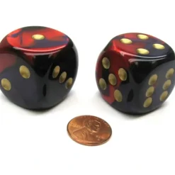 Dice>Gemini 30mm Large D6 Chessex Dice, 2 Pieces - Purple-Red with Gold Pips - Your Source for Gaming Essentials