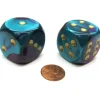 Dice>Gemini 30mm Large D6 Chessex Dice, 2 Pieces - Purple-Teal with Gold Pips - Your Source for Gaming Essentials