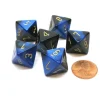 Dice>Gemini 15mm 8 Sided D8 Chessex Dice, 6 Pieces - Black-Blue with Gold - Your Source for Gaming Essentials