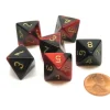 Dice>Gemini 15mm 8 Sided D8 Chessex Dice, 6 Pieces - Black-Red with Gold - Your Source for Gaming Essentials