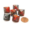 Dice>Gemini 15mm 8 Sided D8 Chessex Dice, 6 Pieces - Orange-Steel with Gold - Your Source for Gaming Essentials