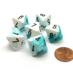 Dice>Gemini 15mm 8 Sided D8 Chessex Dice, 6 Pieces - Teal-White with Black - Your Source for Gaming Essentials