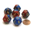 Dice>Gemini 18mm 12 Sided D12 Chessex Dice, 6 Pieces - Blue-Red with Gold - Your Source for Gaming Essentials