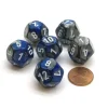 Dice>Gemini 18mm 12 Sided D12 Chessex Dice, 6 Pieces - Blue-Steel with White - Your Source for Gaming Essentials