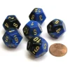 Dice>Gemini 18mm 12 Sided D12 Chessex Dice, 6 Pieces - Black-Blue with Gold - Your Source for Gaming Essentials