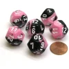 Dice>Gemini 18mm 12 Sided D12 Chessex Dice, 6 Pieces - Black-Pink with White - Your Source for Gaming Essentials