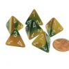 Dice>Gemini 18mm 4 Sided D4 Chessex Dice, 6 Pieces - Gold-Green with White - Your Source for Gaming Essentials