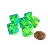 Dice>Gemini 15mm 8 Sided D8 Dice, 6 Pieces - Translucent Green-Teal with Yellow - Your Source for Gaming Essentials