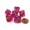 Dice>Gemini 15mm 8 Sided D8 Dice, 6 Pieces - Translucent Red-Violet with Gold - Your Source for Gaming Essentials