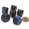Dice>Gemini 16mm Tens D10 (00-90) Chessex Dice, 6 Pieces - Black-Starlight with Red - Your Source for Gaming Essentials