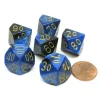 Dice>Gemini 16mm Tens D10 (00-90) Dice, 6 Pieces - Black-Blue with Gold Numbers - Your Source for Gaming Essentials