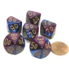 Dice>Gemini 16mm Tens D10 (00-90) Dice, 6 Pieces - Blue-Purple with Gold Numbers - Your Source for Gaming Essentials