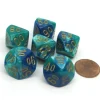 Dice>Gemini 16mm Tens D10 (00-90) Dice, 6 Pieces - Blue-Teal with Gold Numbers - Your Source for Gaming Essentials