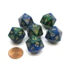 Dice>Gemini 20 Sided D20 Chessex Dice, 6 Pieces - Blue-Green with Gold Numbers - Your Source for Gaming Essentials