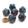 Dice>Gemini 20 Sided D20 Chessex Dice, 6 Pieces - Purple-Teal with Gold Numbers - Your Source for Gaming Essentials