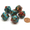 Dice>Gemini 20 Sided D20 Chessex Dice, 6 Pieces - Red-Teal with Gold Numbers - Your Source for Gaming Essentials